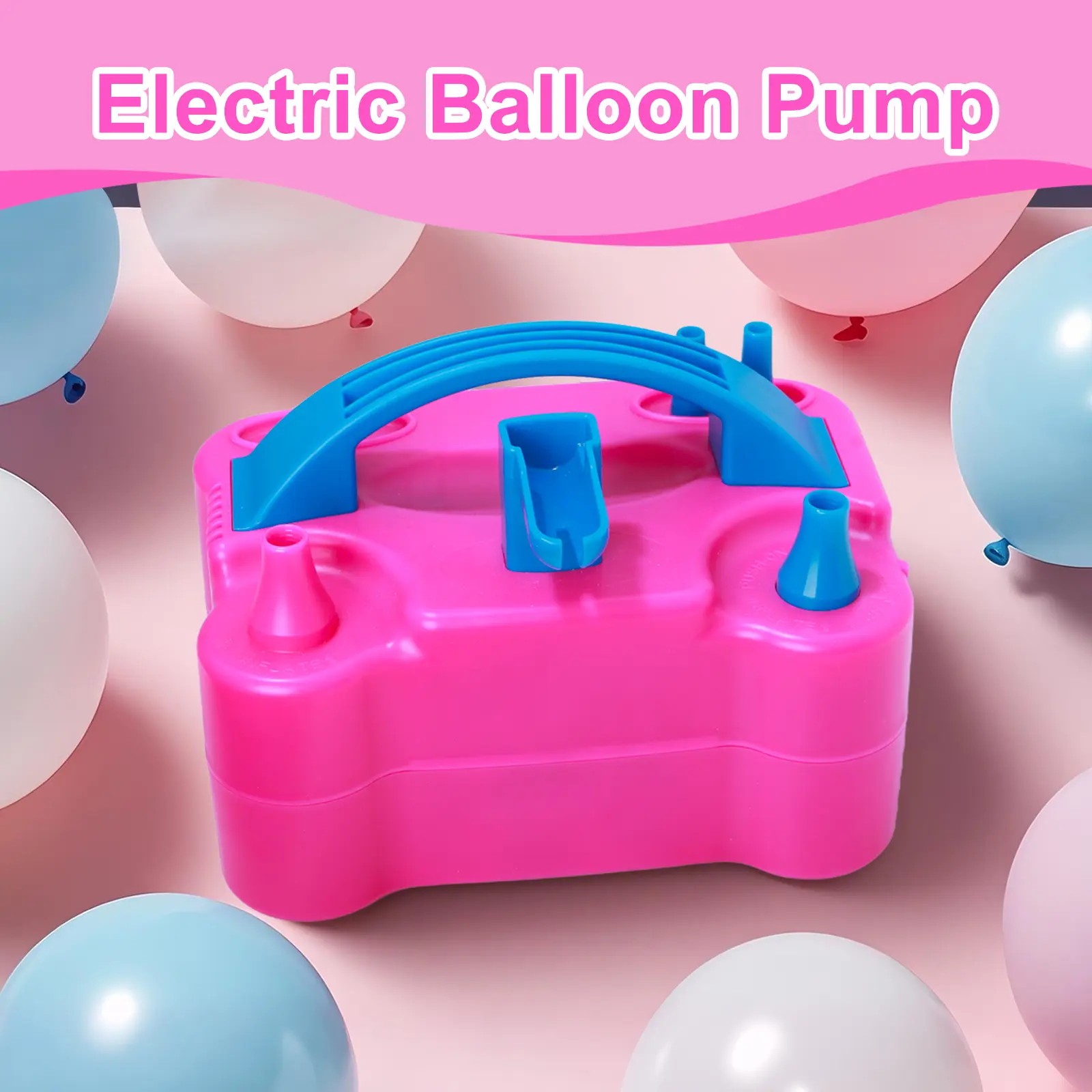 Balloon Pump Electric, Portable Balloons Inflator Blower Machine with Balloon Tie Tool & Dual Nozzle