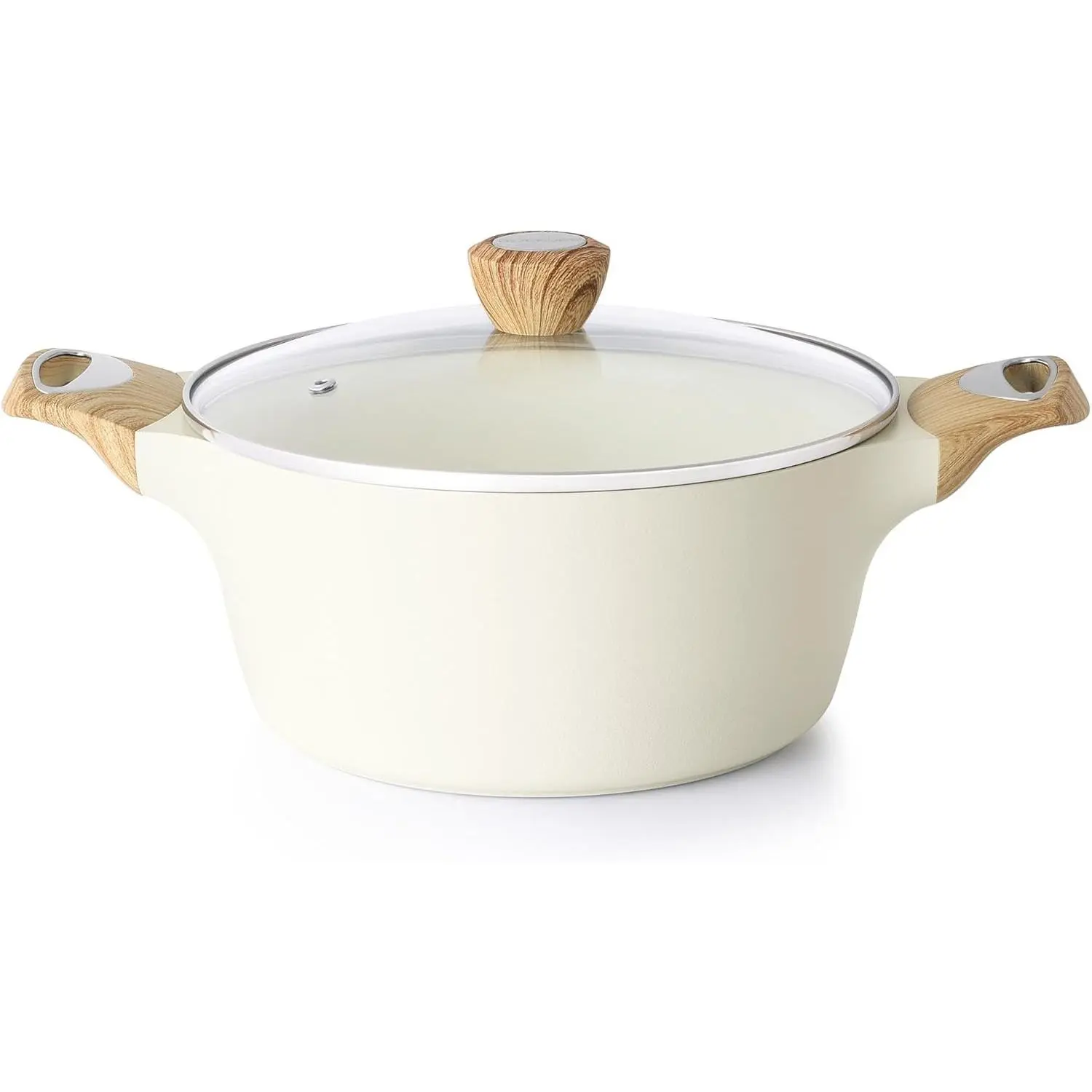 SENSARTE Ceramic Nonstick Stock Pot with Lid, 2.6/4.5/6.6/8.5/11 QT Soup Pot Casserole Pot, Non-toxic Healthy Pasta Pot, Large Cooking Pot Stew Pot, Induction Compatible, PFOA PFAS PTFE Free, White