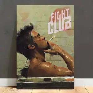"Fight Club" Inspired Canvas Wall Art Poster - Vintage Cinematic Aesthetic Decor for Movie Lovers,