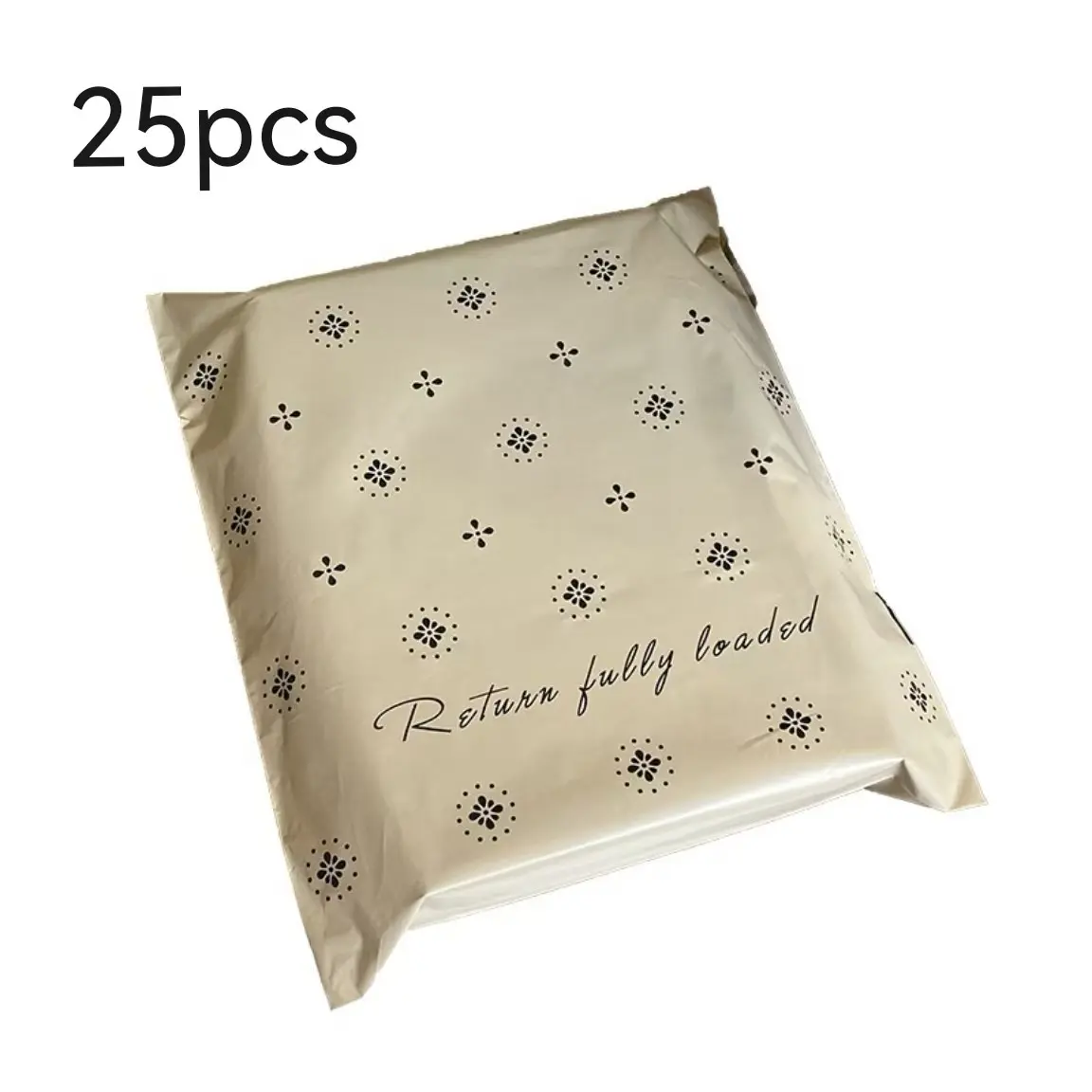 25pcs Milk Tea Color Floral Storage Bags, Pe Plastic Mailer Bags, Thick Logistics Bags, Ideal for Women, Holidays, Parties, Gifts, Poly Mailer