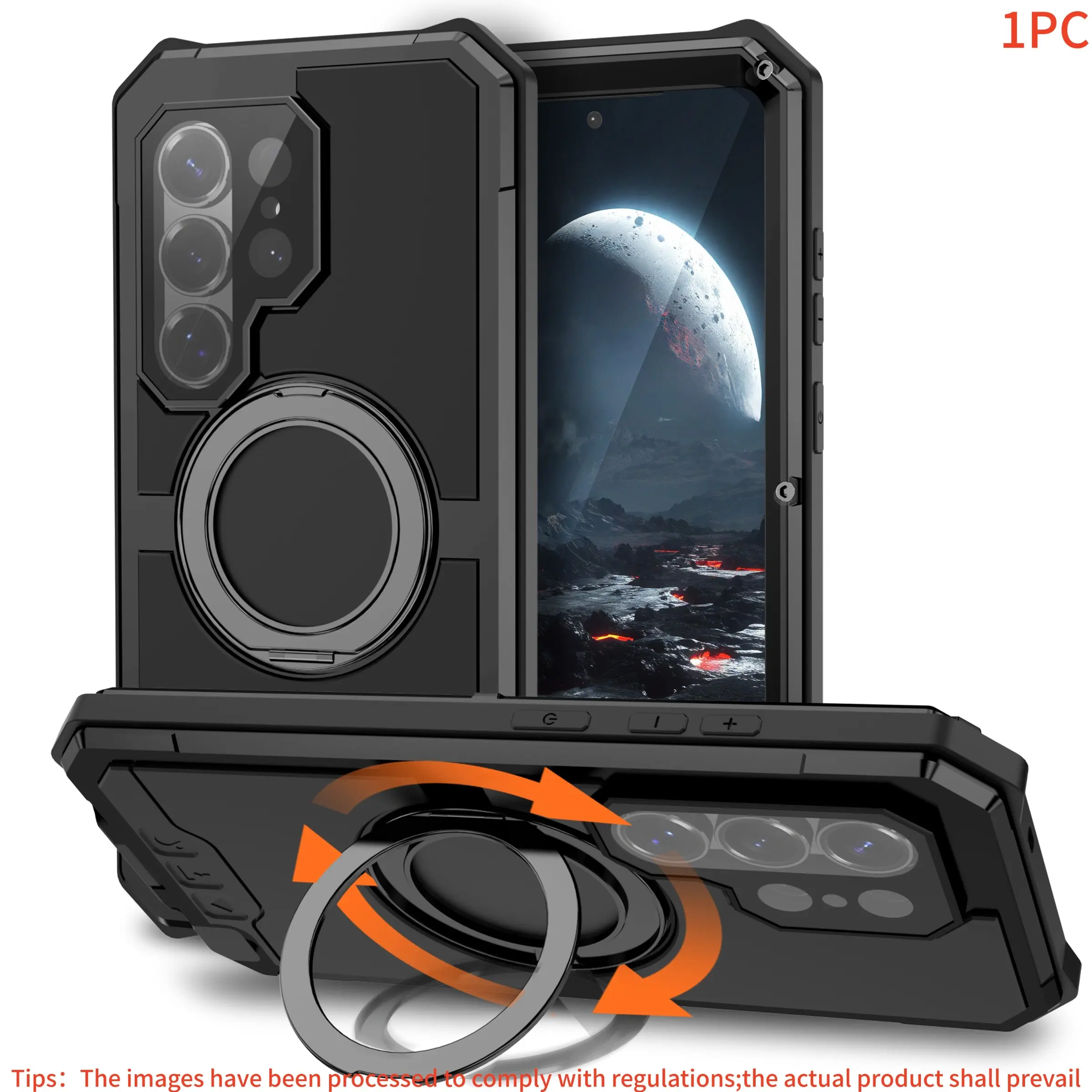 Shockproof Aluminum Phone Case for Samsung Galaxy S26 Ultra, 360° Rotating Stand, Wireless Charging, Dust Proof, Easy Removal