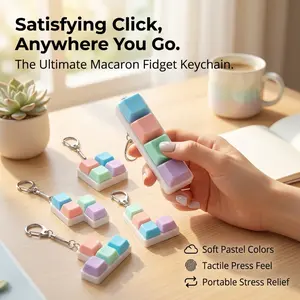 Viral Mechanical Fidget Keychain - Satisfying Clicky Keycap Toy for Stress Relief, Portable Pastel Sensory Keychain for Anxiety & Focus, Cool EDC Gift for Gamers & Students