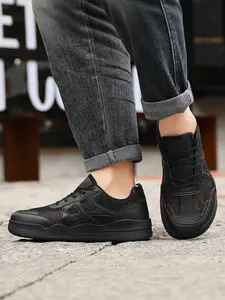 2026 New Men's Casual Loafers, Breathable Mesh, Anti-Slip Thick Sole, Pointed Toe, Medium Width, Patchwork Design, Sizes 39-48