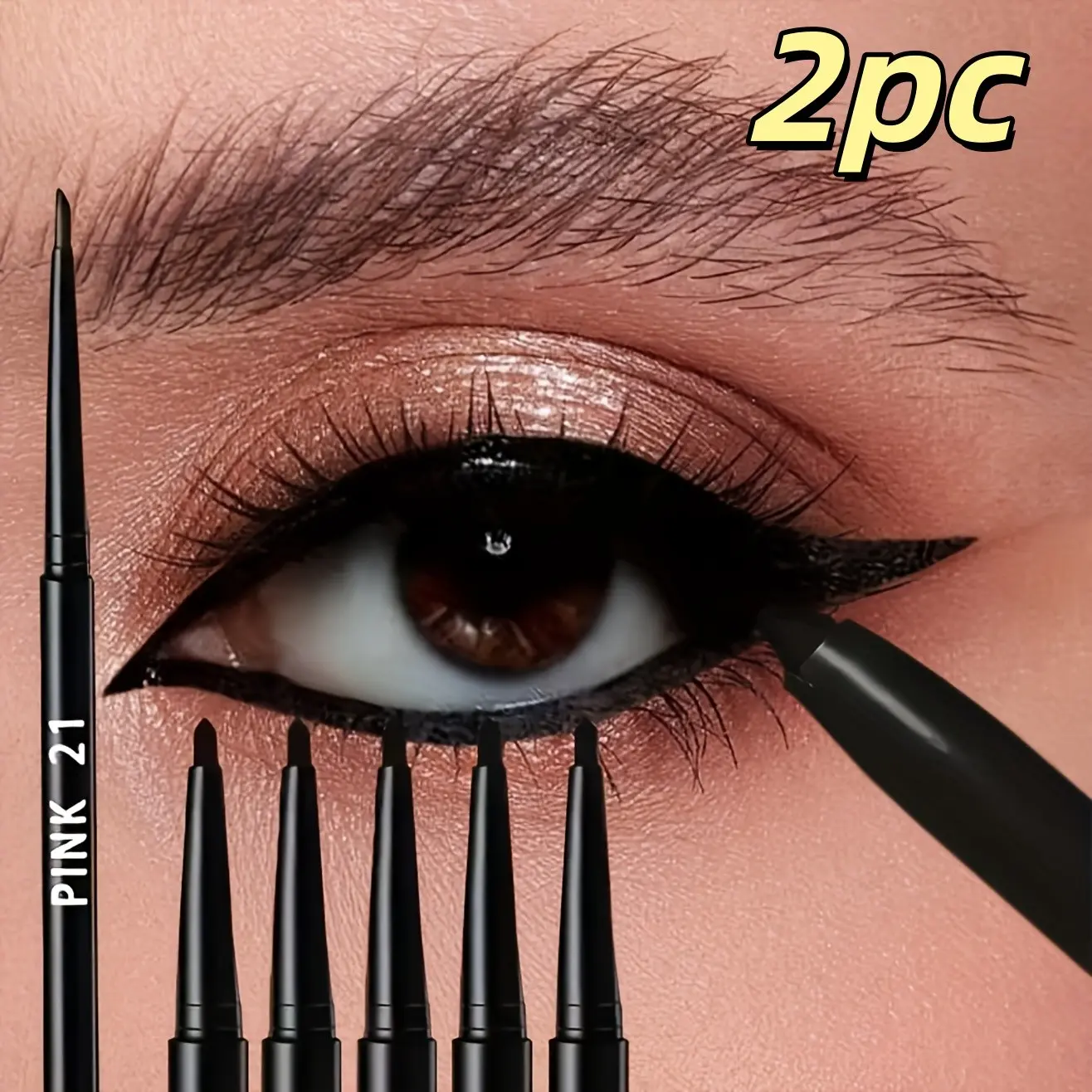 2-Pack Waterproof Sweat-Resistant Eyeliner Pencils, Long-Lasting Smudge-Proof, Perfect for Bold Makeup, Glide-On Formula for Winged Lashes