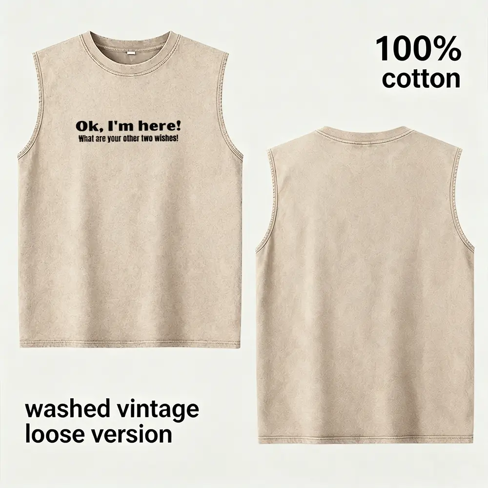 Men’s Funny Overworked Statement Washed Tank Top, 100% Cotton Vintage Loose Sleeveless Tee, Perfect Gift for Hardworking Guys