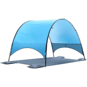 2026 Upgraded Beach Umbrella Canopy with UPF 50+ UV Protection – Portable Beach Tent for Sun, 360 °   Ventilation, 4 Sandbags, Dual Pockets, Stakes & Ropes, 90.5*59*53 inch for 3 People