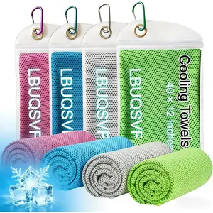4 Pack Cooling Towels 40"x12" for Men & Women, Microfiber Ice Cold Rags for Neck & Face, Soft Breathable Cool Sweat Towel for Hot Weather, Sports, Yoga, Running, Camping, Gym, Workout