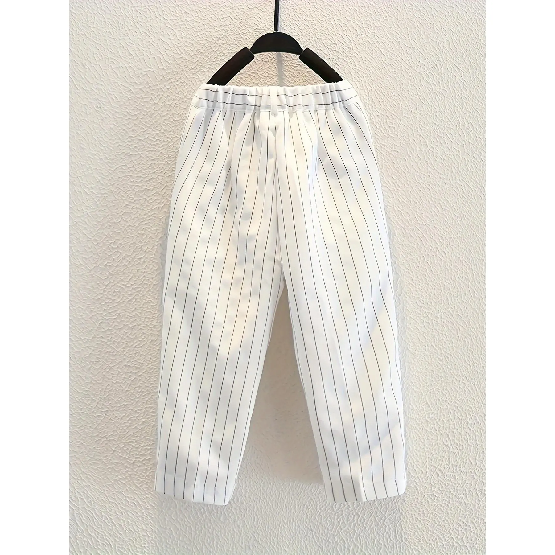 Boys' British College Style Striped-Look Long Trousers - Spring & Autumn School Uniform Pants for Student Performances