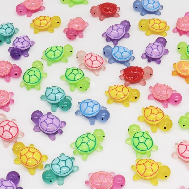 Night Glow Large Turtle+100pcs Mini Luminous Turtles Figurines Resin Craft Glowing Turtle Storage Ornament Landscape Desktop