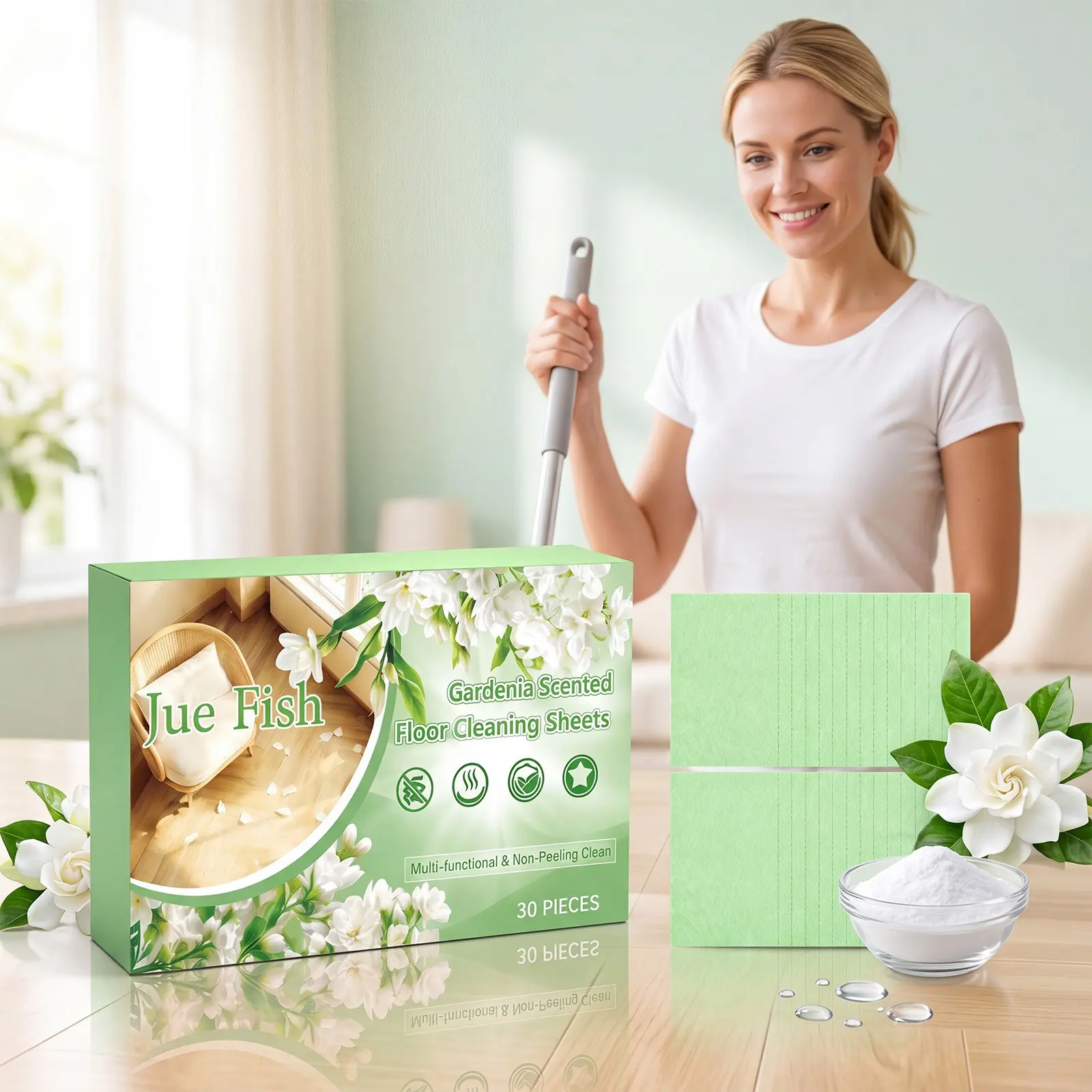 Floor Cleaning Tablets, Portable Compact Design, Effective Stain Removal, Shiny Polish Finish, Ideal for Home Use