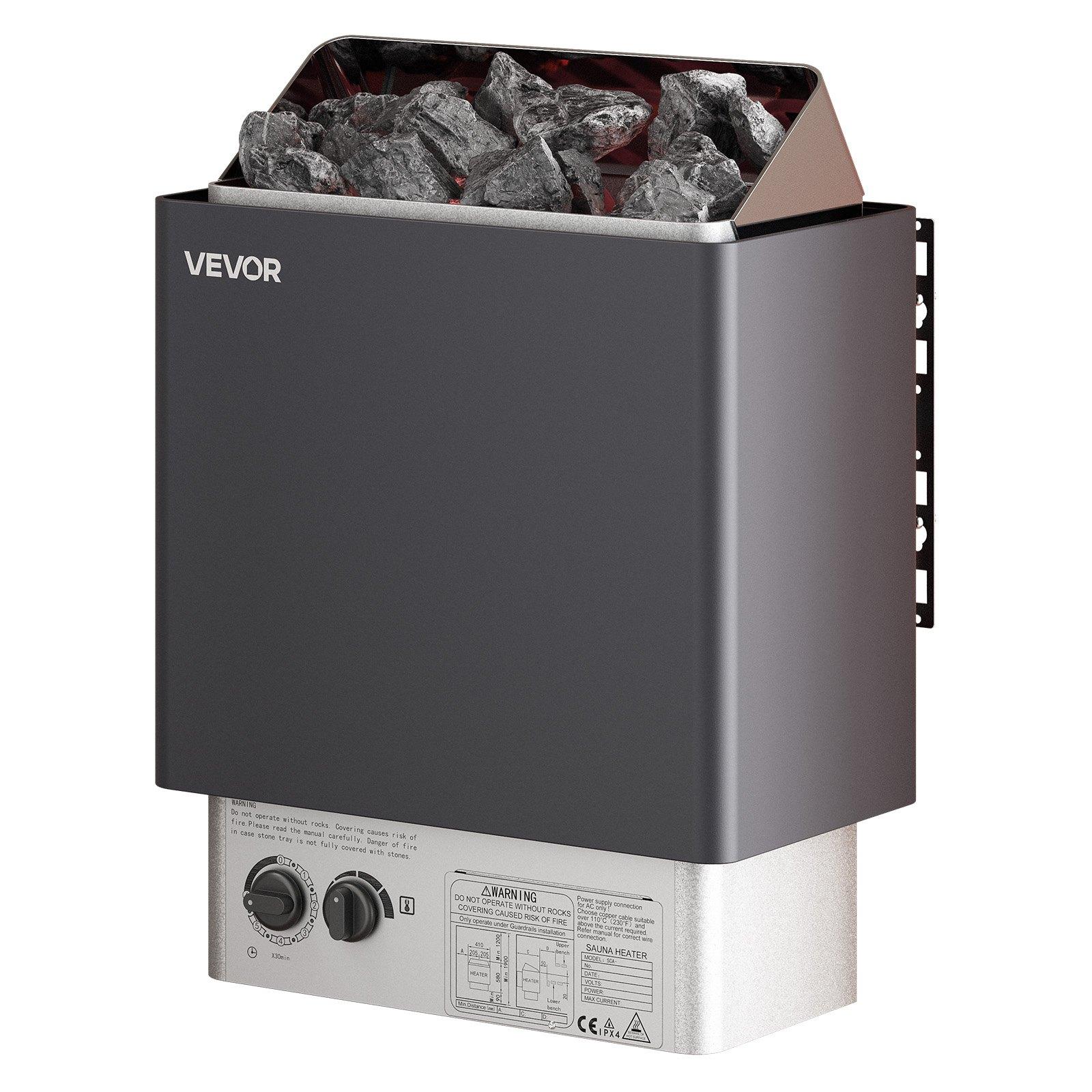 VEVOR 9KW Sauna Heater, Steam Bath Sauna Heater with Built-In Controls, Electric Sauna Stove, 3h Timer and Adjustable Temp for Max.317-459 Cubic Feet, Home Hotel Spa Shower Use 220V