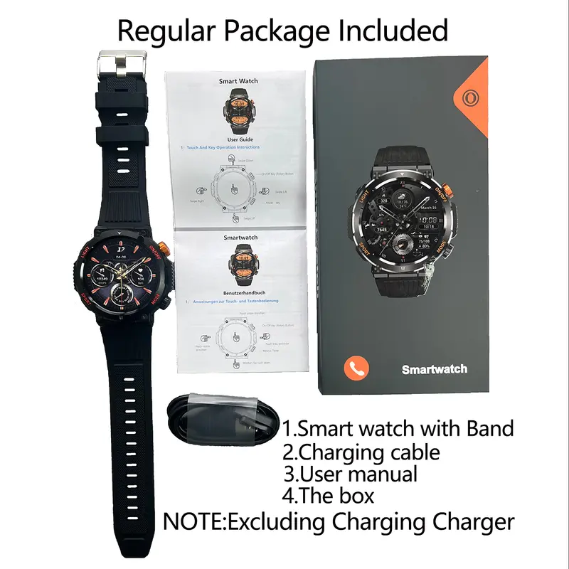 Military Smartwatches (Call Reception/Number Dialing) with LED Flashlight 1.46-inch High-Definition Outdoor Tactical Strong Smart Watch for Sports and Fitness Tracking, Weather , Information Push Voice Assistant, Clock Display Suitable for IOS and Android