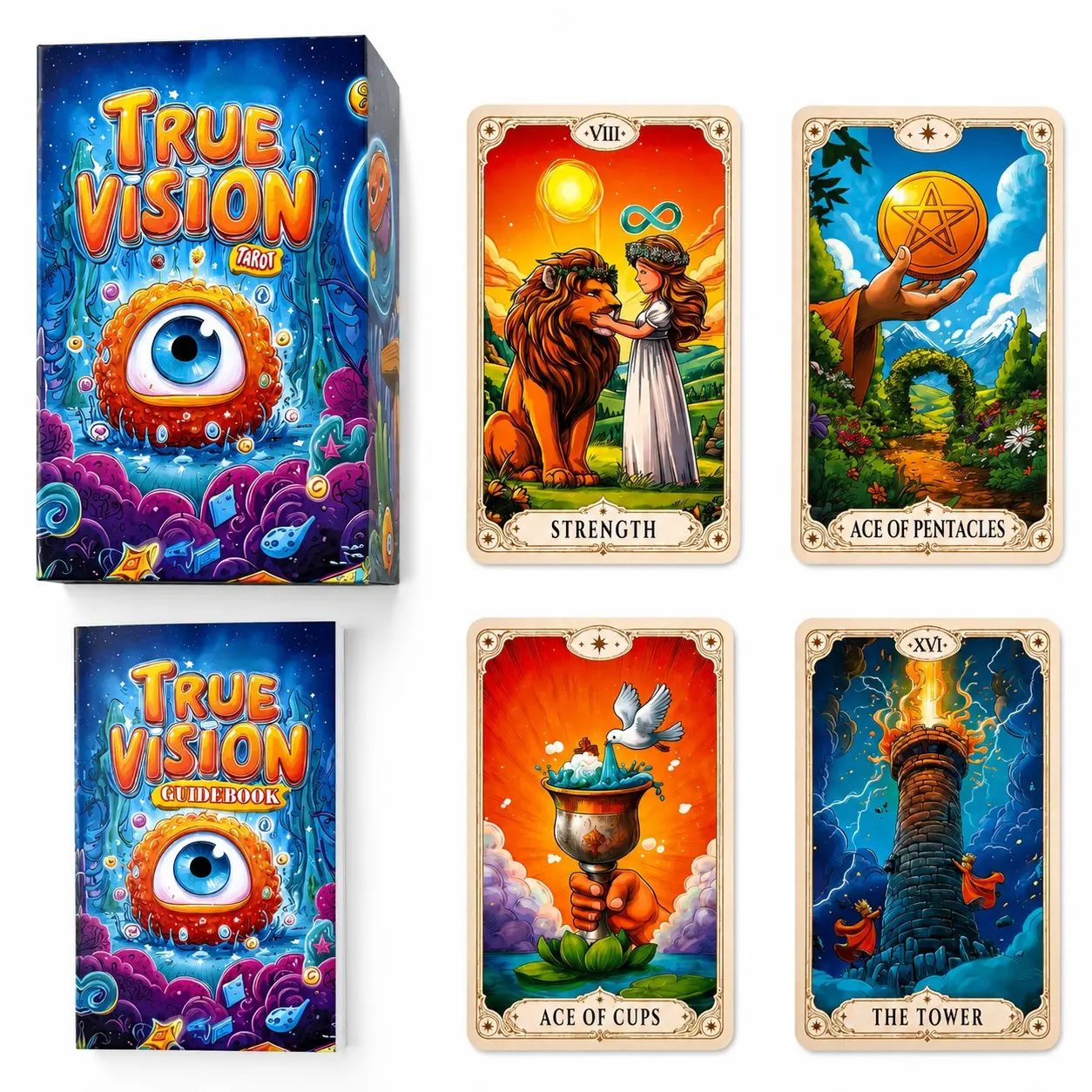 sishui True Vision Tarot Cards Deck | 78 Rider Waite Inspired Cards with Guidebook for Daily Guidance, Love, Career and Intuitive Reading