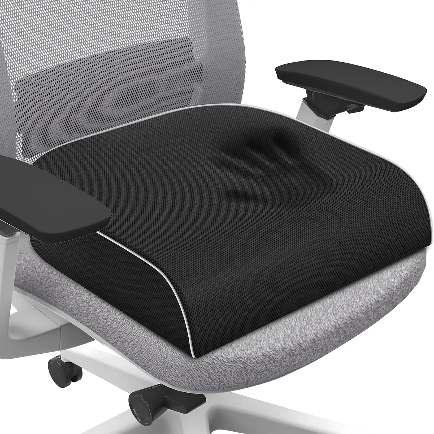 Seat Cushion for Tailbone Pain Relief, Office Chair Cushion, Chair Pad, Memory Foam Large Cushion with Non-Slip Cover for Soft Support at Office Chair, Car Seat, Airplane, Black/Large