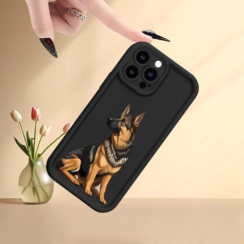 German Shepherd Dog Pattern Case for iPhone 17 Pro Max 16 16e 15 14 Plus 13 12 Mini 11 Air X XS Pattern Soft TPU Rubber Camera Protection Rugged Mobile Phone Cover Gift 2D printing