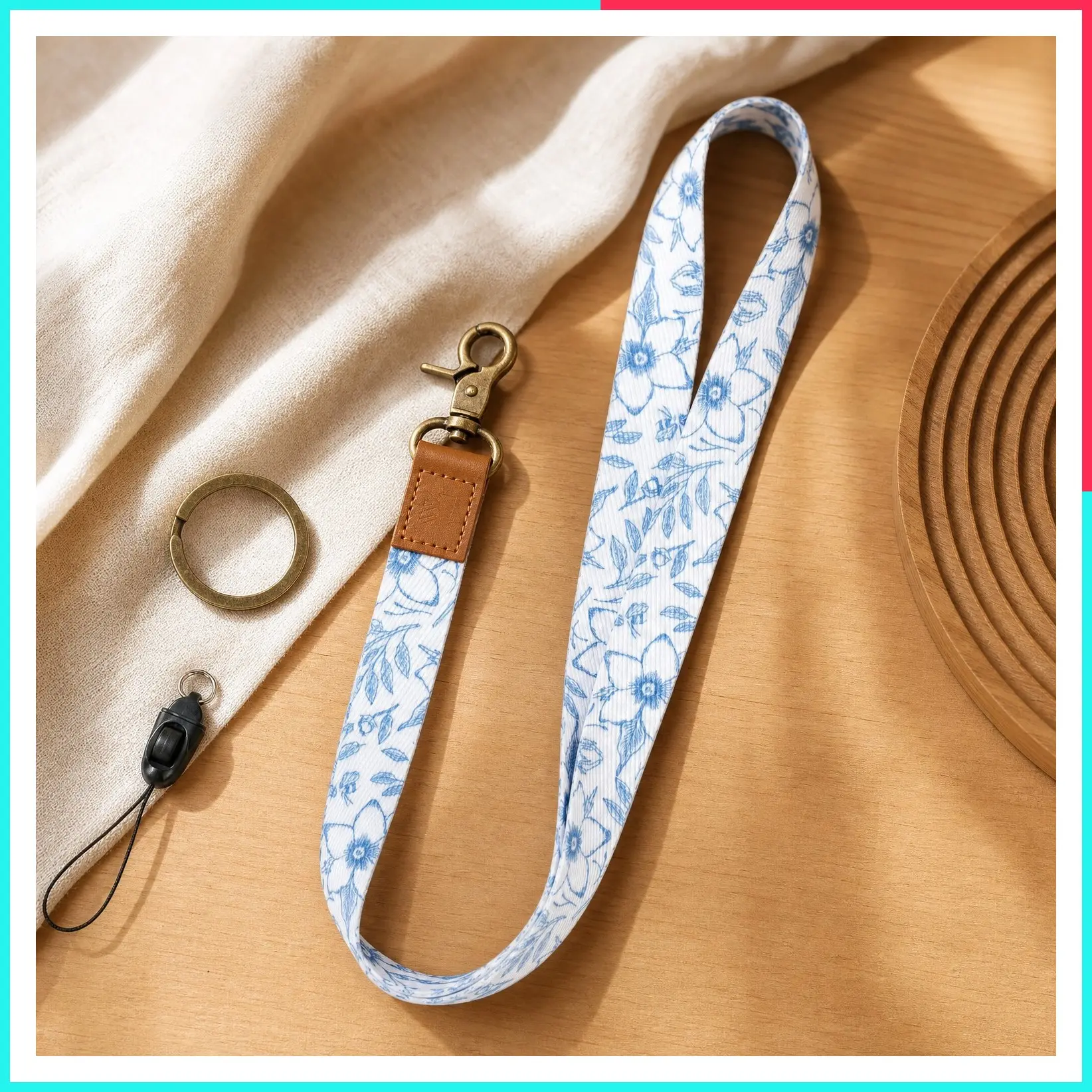 Cute & Cool Design Lanyard with Detachable Keyring - Long Neck Strap for ID Badge, Keys, Phone, Wallet, Name Tag - Ideal for Women, Office, Cruise, Staff & Students