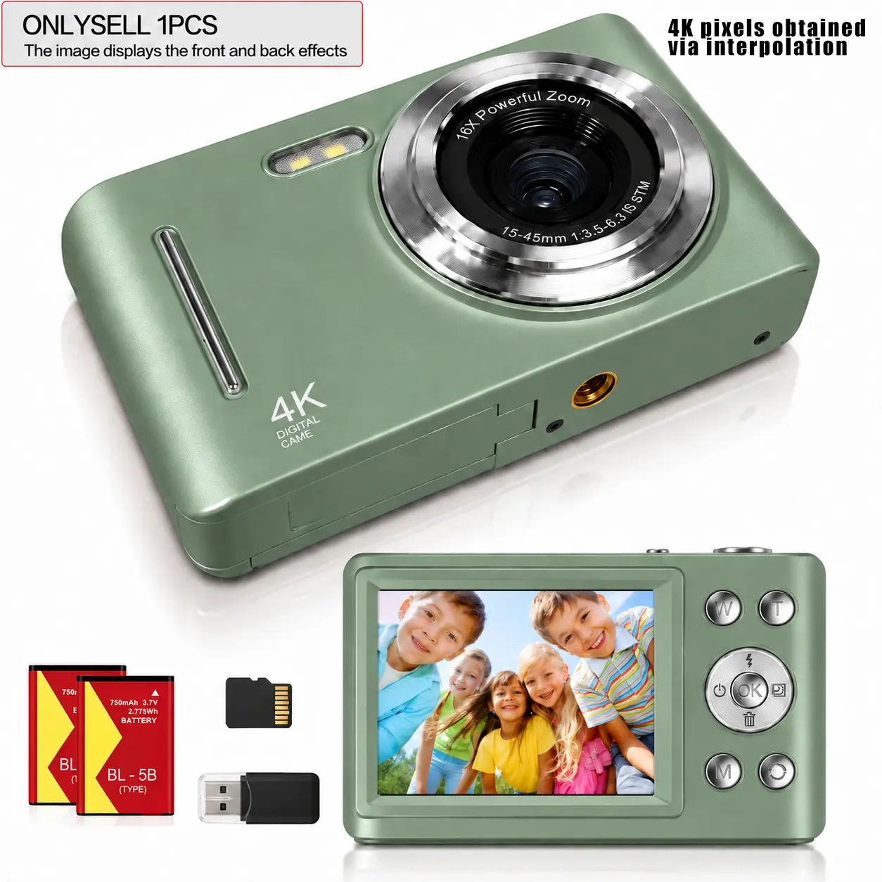 Compact Digital Camera, Multi-Function Photo and Video Camera, Includes Memory Card and Reader, Ideal for Beginners and Daily Use, Point and Shoot Camera