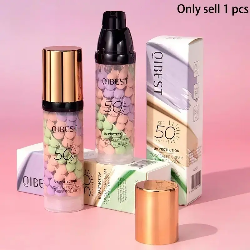 3-in-1 Color Correcting Sunscreen Primer Cream SPF 50 UV, Brightening Hydrating Moisturizing Oil-Control Moisturizer, Long-Lasting Makeup Base for Flawless Skin Tone Face Primer For Makeup