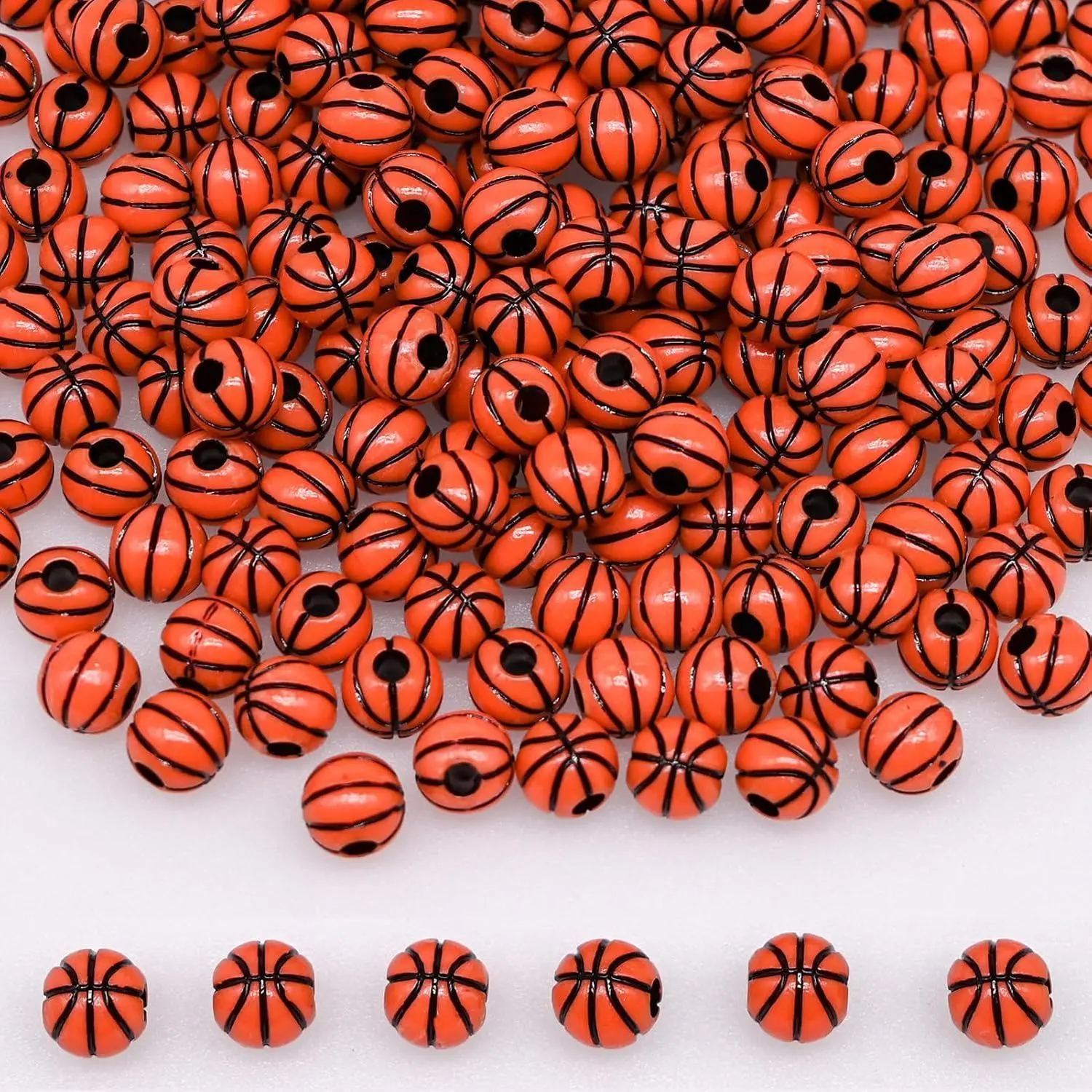 200+ pcs Basketball Beads  Bulk Kandi Beads for  Making, Bracelet  Becklace Charm Bead Kit (Basketball)