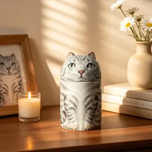 Ceramic Pet Cat Ash Urn, Memorial Keepsake for Beloved Pets, Elegant Storage for Pet Remains, Durable and Beautiful Tribute Gift