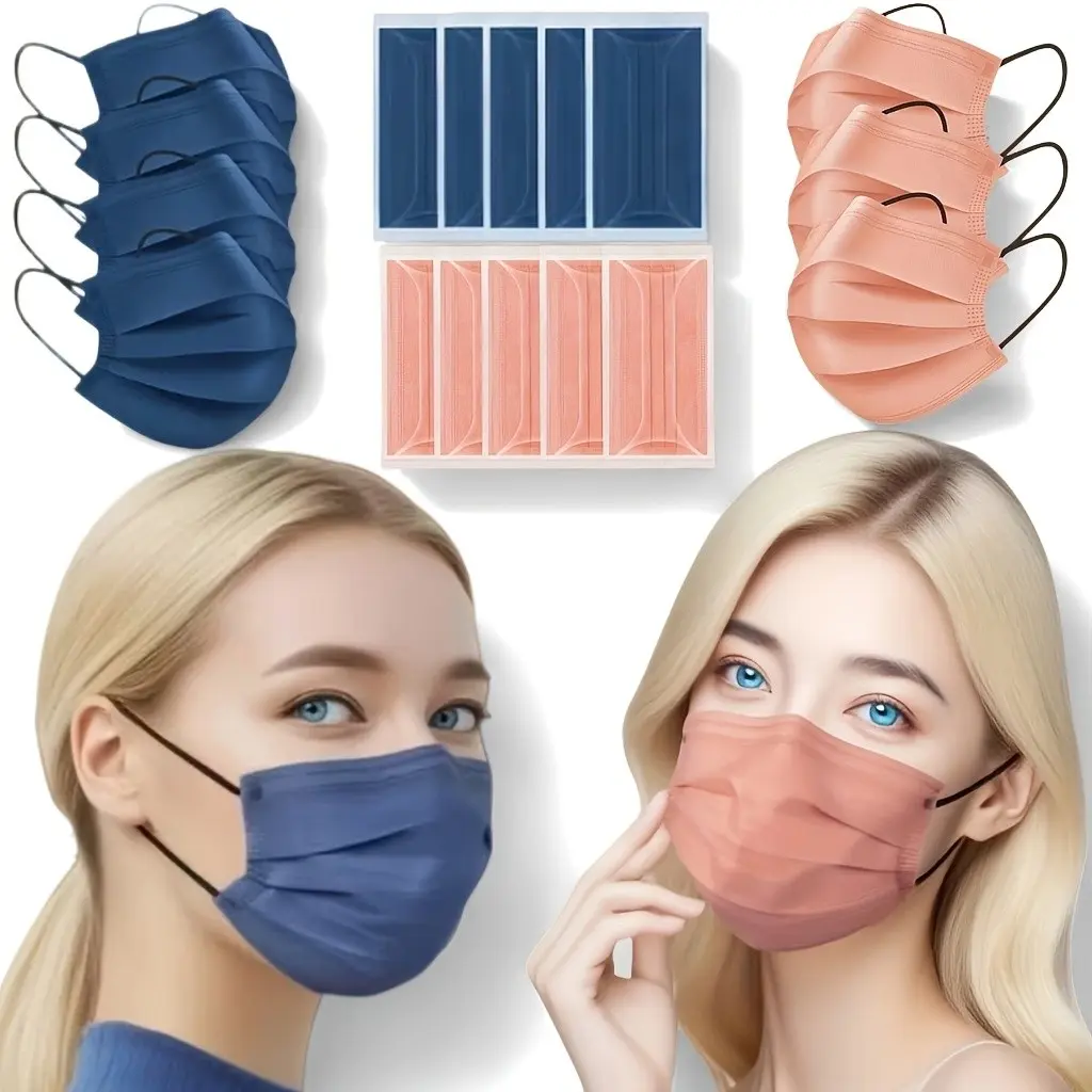 Disposable Mask Pack of 15, Multi-Color Simple Design, Three-Layer Disposable Mask, Elastic Ear Straps Included, Comfortable & Reusable, Protective Face Mask