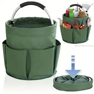 Foldable Picnic Basket Garden Tool Bag, Outdoor Handheld Storage Basket, Oxford Fabric Bucket Organizer with 6 Compartments, Space-Saving Design, Outdoor Camping SuppliesDD21SoftWearFashion