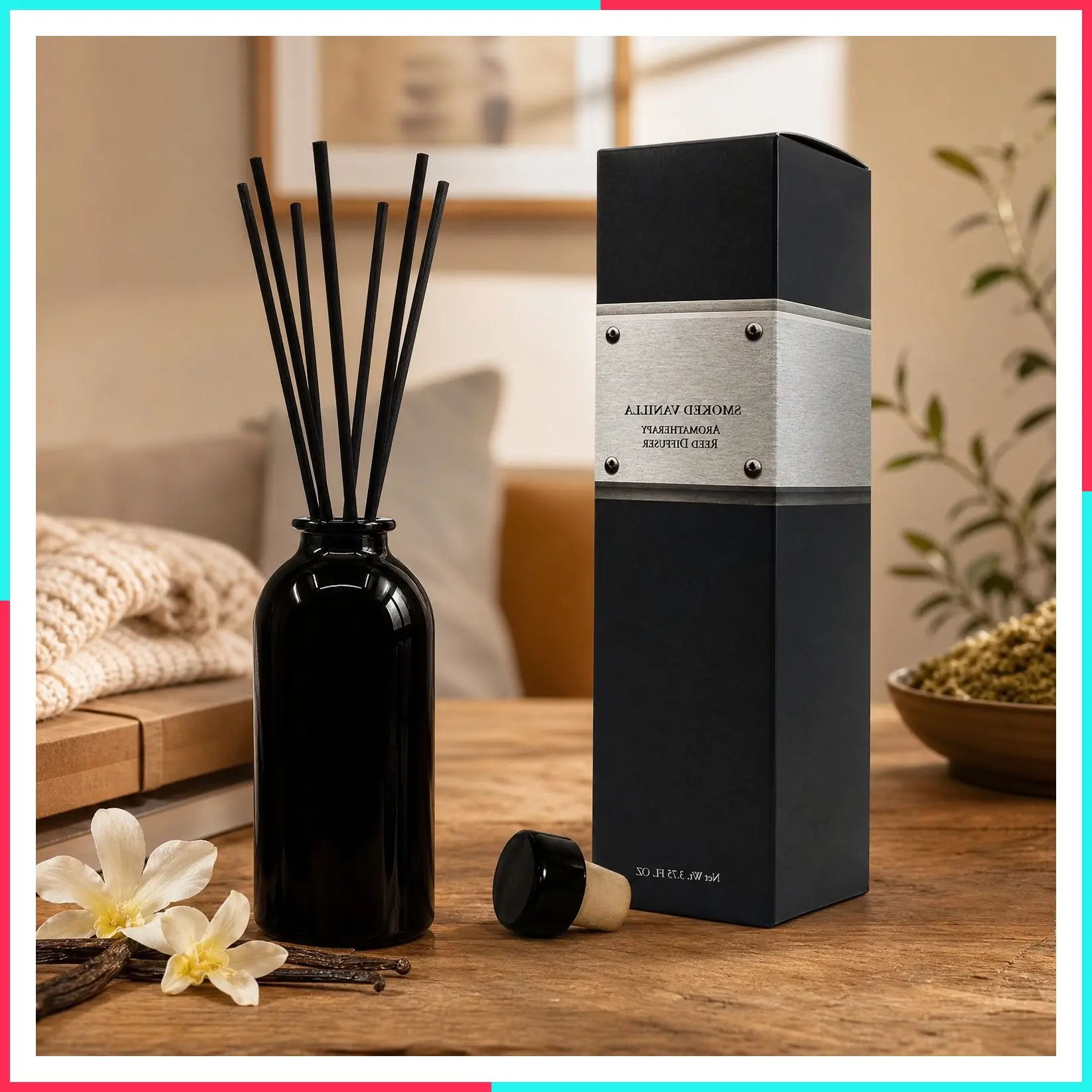 Reed Diffuser Set, Smoked Vanilla - Bathroom Shelf Décor