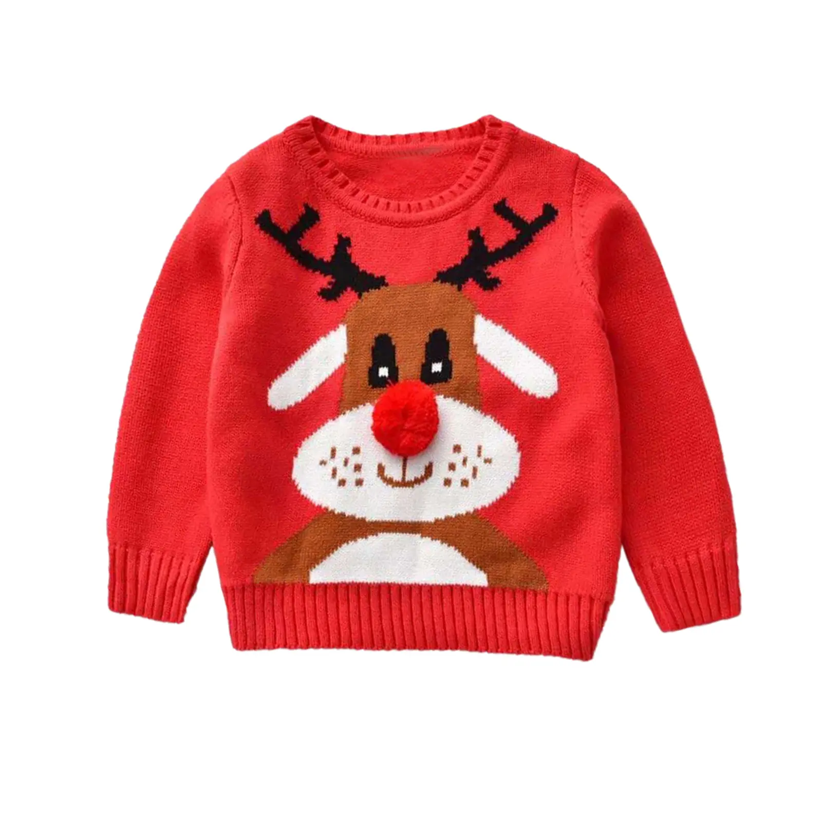 Toddler Baby Girl Boy Christmas Sweater Knit Crewneck Sweater Cotton Pullover Sweatshirt Tops Warm Fall Winter Clothes for Little Kids