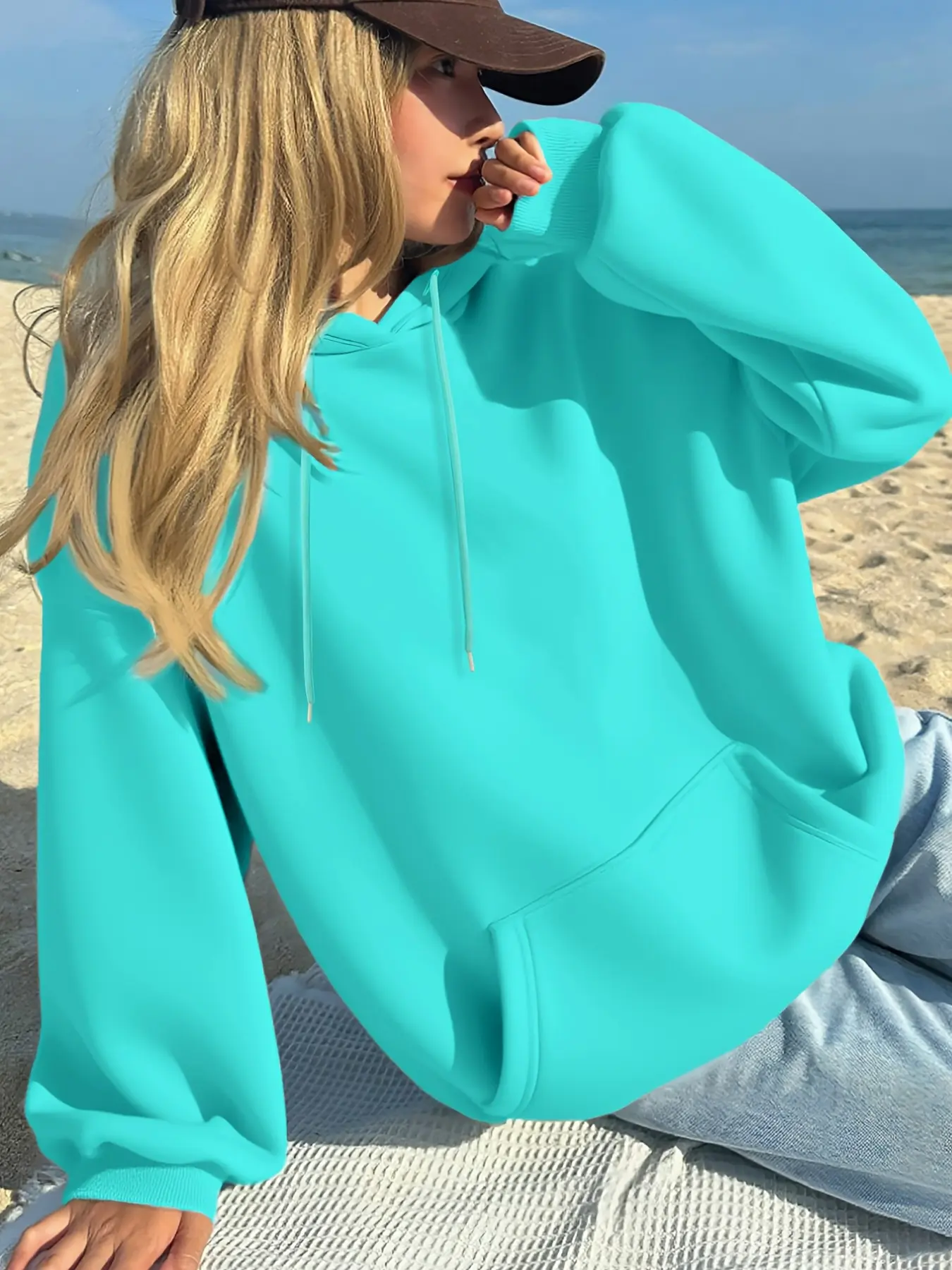 Y2K Fall Winter Women's Plant Embroidery Hoodie, Loose Fit Casual Long Sleeve Sweatshirt with Pockets, Warm and Comfortable Daily Wear, Hooded Sweatshirts