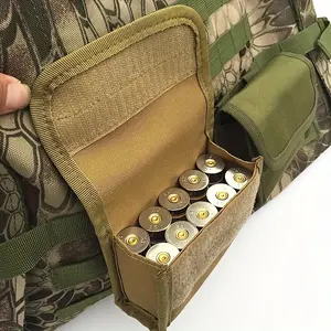 Nylon 12G Shotgun Shell Holder Pouch with 10-Round Capacity - Multifunctional EDC Tool Belt Bag with Secure Snap Closure for Outdoor Activities
