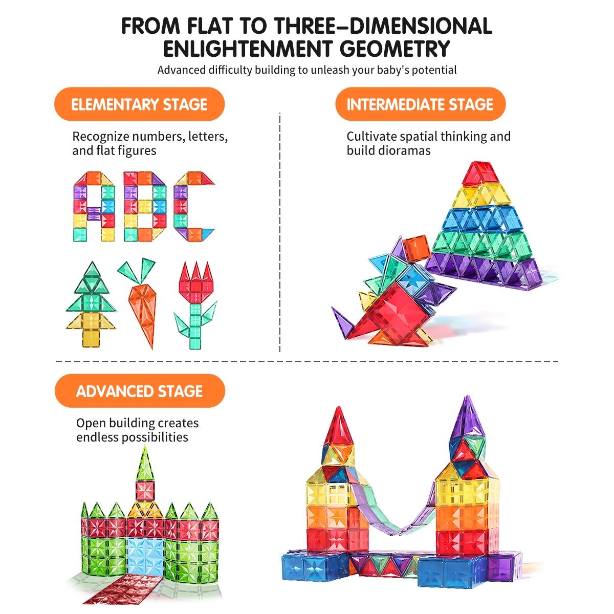 Magnetic Building Blocks Set, 42/74/158 Pieces, Unisex Toy for Kids Aged 3+, Birthday Gift Idea, Fun Learning Activity, Magnetic Building Tiles