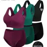 1/3 Sets Plus Size Women's Seamless Cami Sets with Wide Straps Bra No padding and Comfortable Mid-Rise Stretch Triangle Panties, Soft Skin-Friendly Loungewear for All Seasons,Daily & Sleep Wear,Basic Underwear Outfit