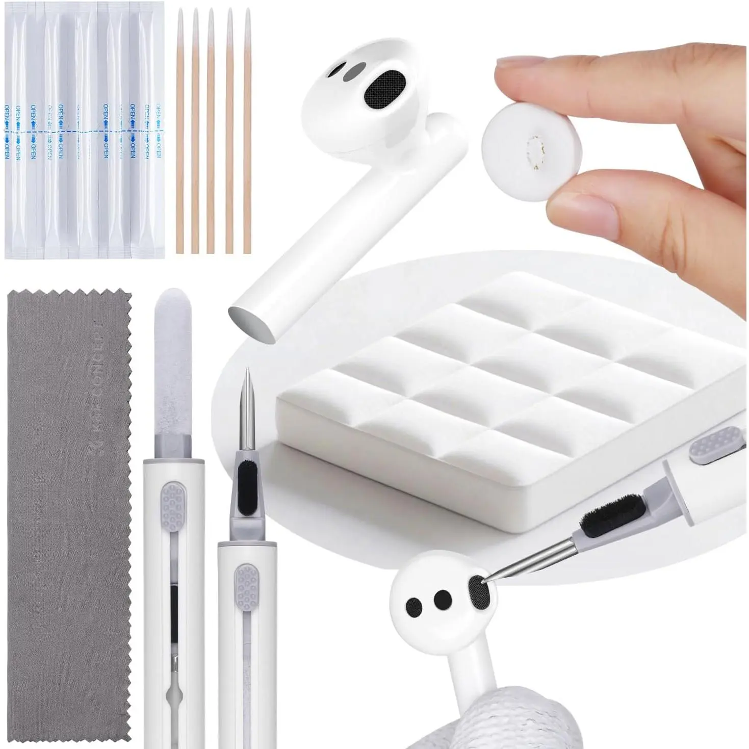 K&F CONCEPT 8-1 Cleaner Cleaning Tool Kit for Cleaning Bluetooth Earphones| Safe Odorless Reusable Cleaner, Cleaning Gel Removes Oil And Dust, 75% Alcohol Swabs, Lightweight Portable, Device Use,MM04