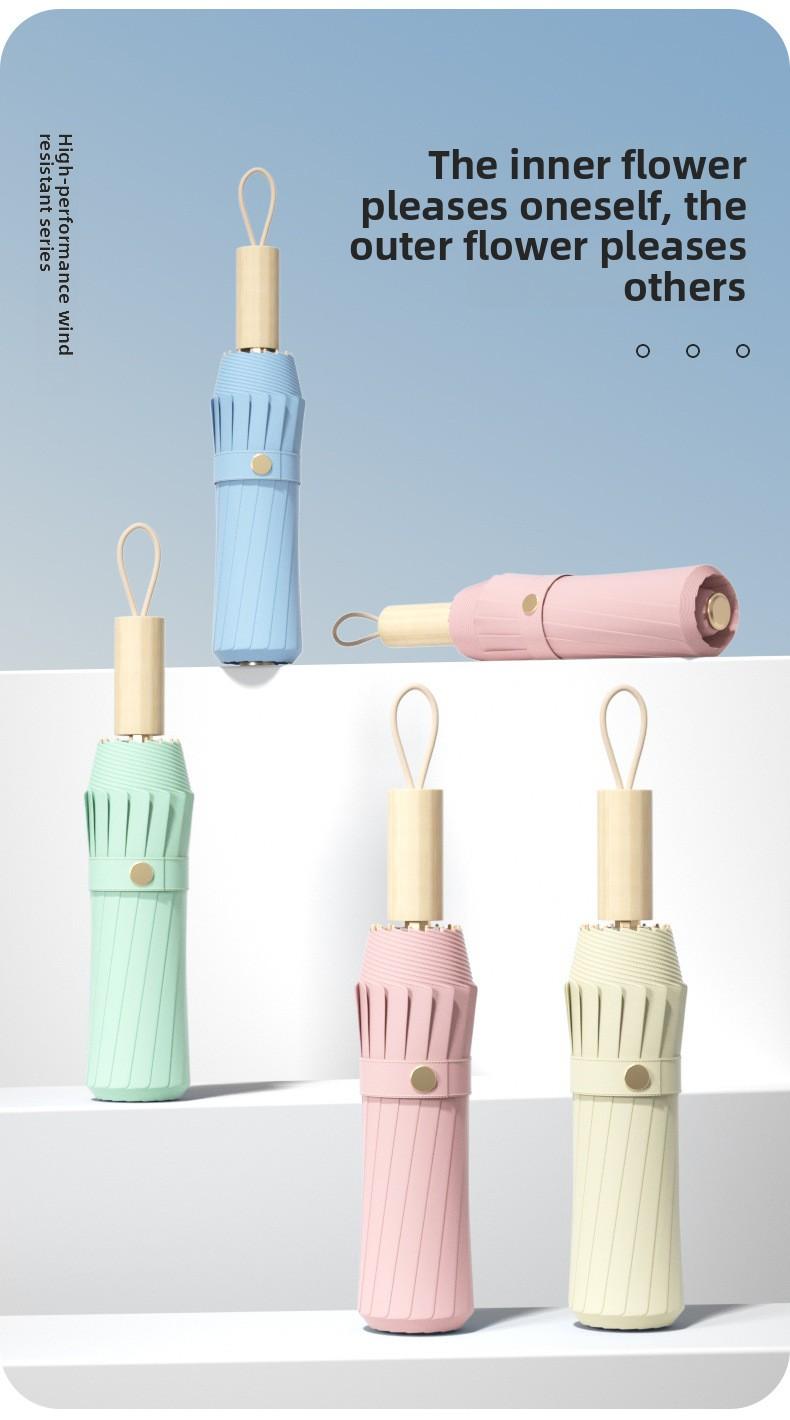 Mucat Umbrella SunUmbrella UVProtection ,SummerEssentials,AestheticUmbrella,WomensAccessories Umbrella,Ink Wash Floral Sun Umbrella for Women ,UPF 50+ UV Protection Windproof with Wooden Handle