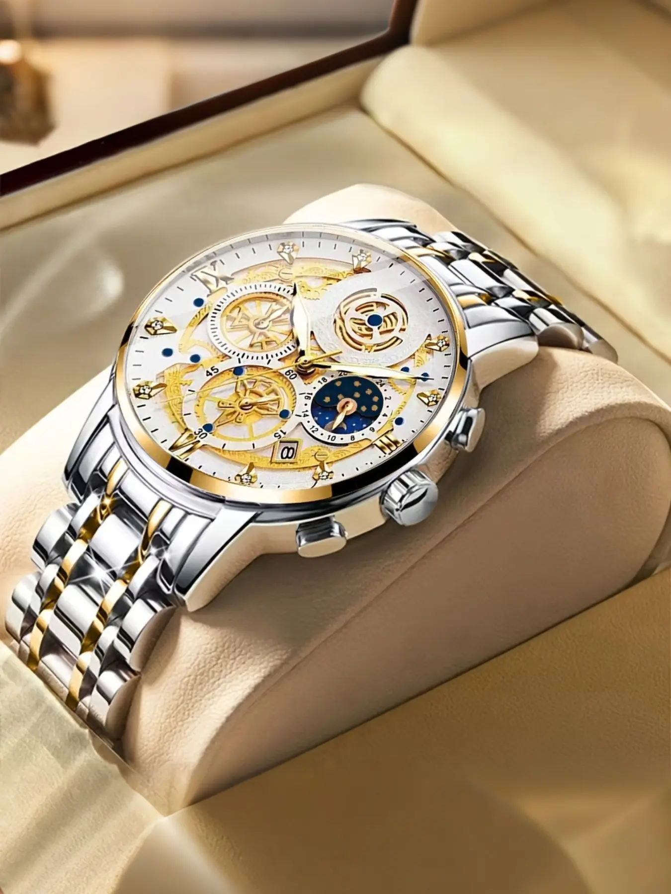 New Skeleton Automatic Movement Watch for Men, Simple and Multi-Functional Business Men's Quartz Watch, Casual Style, Round Face