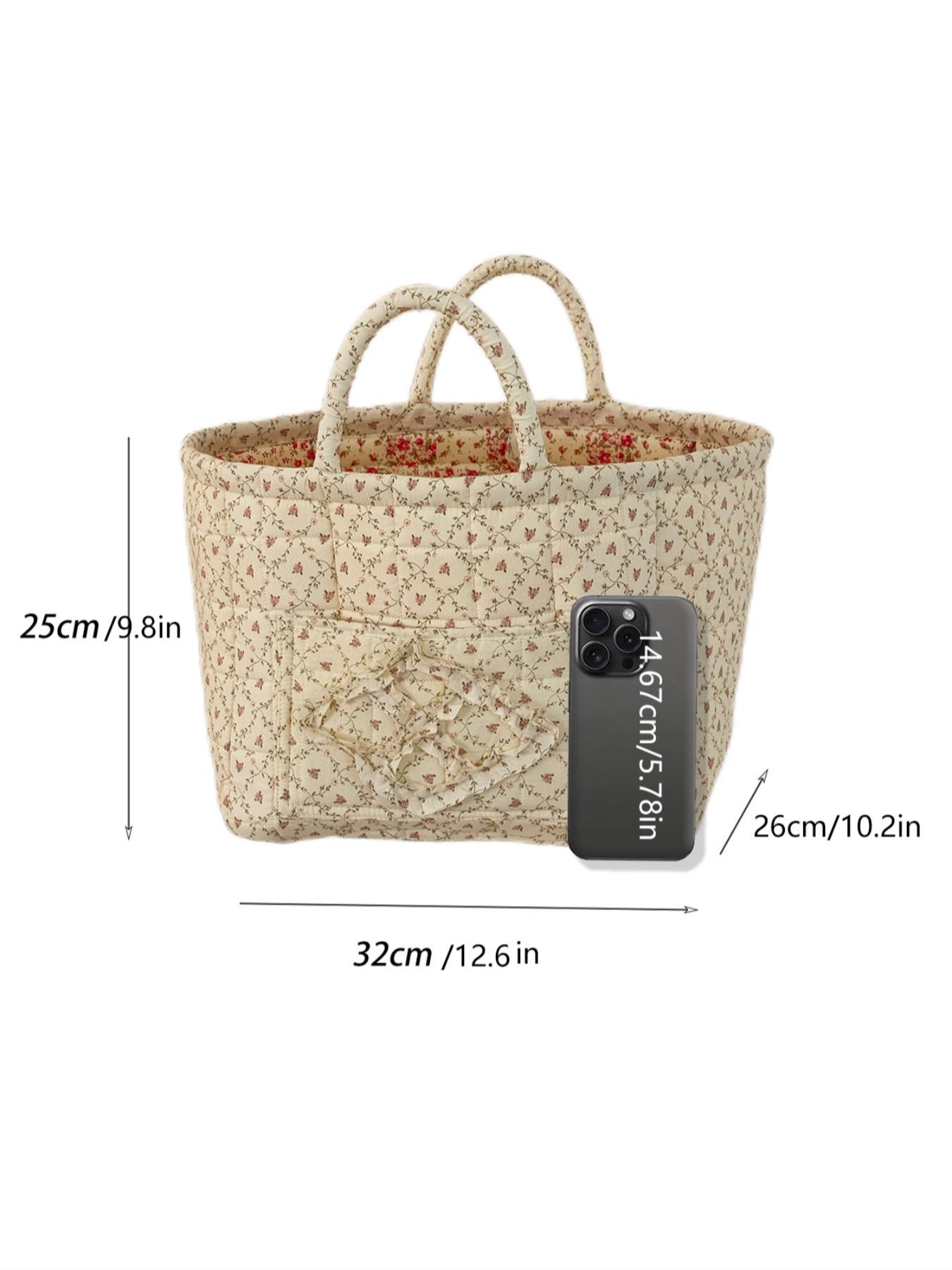 Floral Pattern Storage Basket, Portable Lingerie & Small Essentials Basket, Home Organizer for Bathroom Bedroom Office, Multipurpose Basket