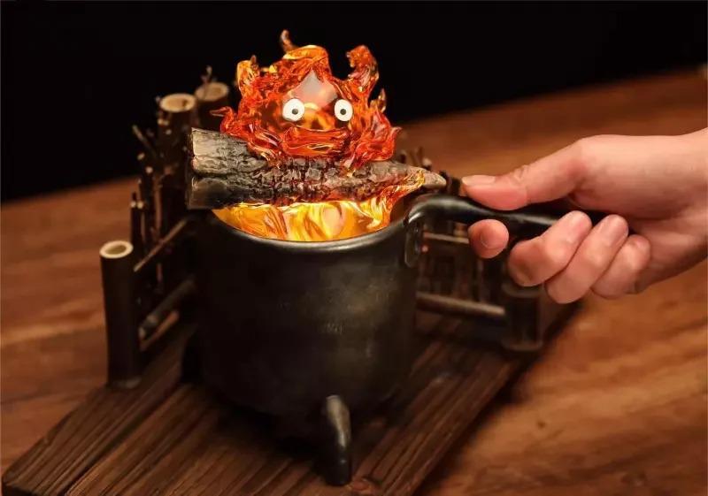 Calcifer Figure Kawaii 12cm Pvc Action Figures With Light Model Figurine Collection Desktop Decoration Kids Toys Birthday Gifts