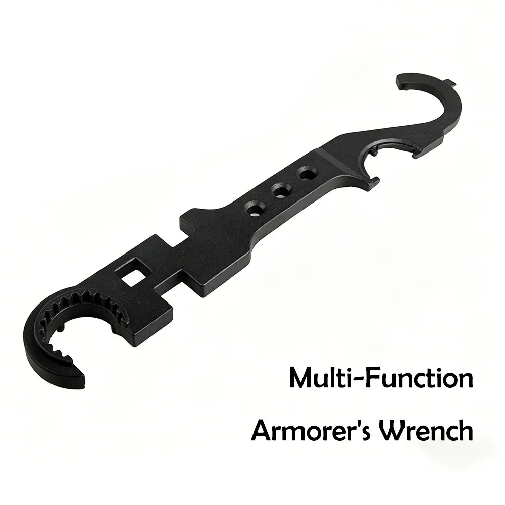 AR‑15 M4 Multi‑Function Armorer's Wrench, High Hardness Full Steel Metal Sun Ring Wrench, Combo Tool for Barrel Nut Castle Nut, Outdoor Field Maintenance Wrench