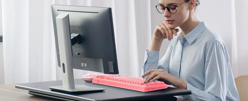 Pink Light Up Keyboard and Mouse Wireless,Cute 2.4Ghz Cordless Rechargeable Transparent Backlit Keyboard,15 Backlight Effects,Volume Knob,RGB Mouse with 3 DPI for Mac Computer PC Laptop Desktop iPad