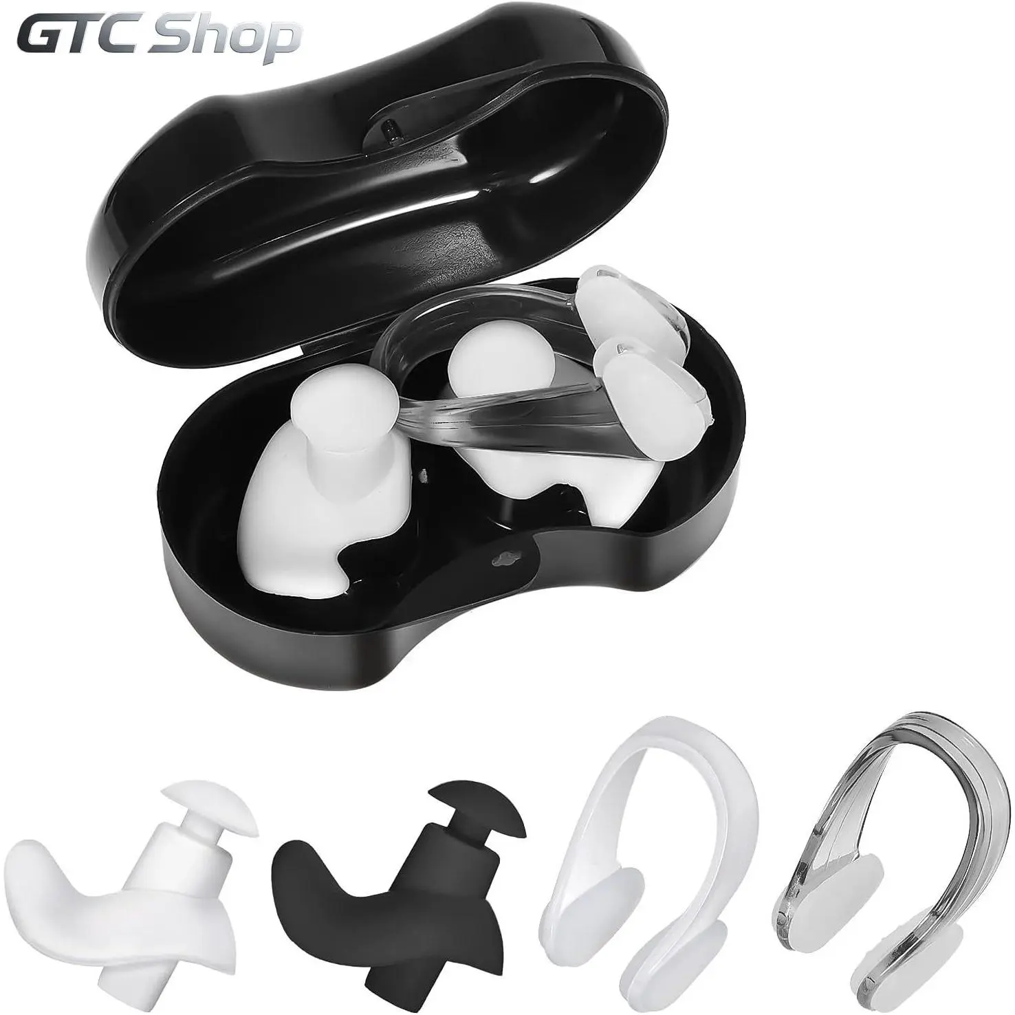 Professional Waterproof Swimming Earplugs & Nose Clip Combo Set, Reusable Water Blocking Swim Accessories, Effectively Block Water Ingress To Avoid Discomfort And Choking, Practical Gear For Pool Swimming, Shower Bathing And Underwater Diving Activities s