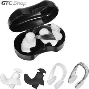 Professional Waterproof Swimming Earplugs & Nose Clip Combo Set, Reusable Water Blocking Swim Accessories, Effectively Block Water Ingress To Avoid Discomfort And Choking, Practical Gear For Pool Swimming, Shower Bathing And Underwater Diving Activities s
