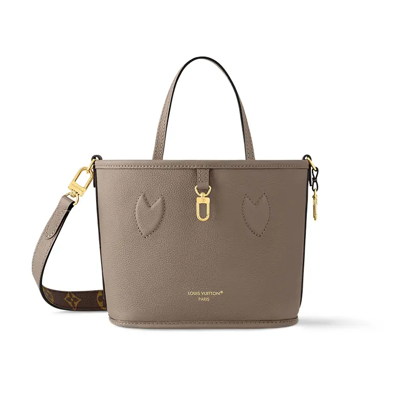 Women's Louis Vuitton Neverfull Bandoulière Inside-Out Crossover Leather Tote Bag, Small Brown Shoulder Handbag, Crossover Women's Handbags
