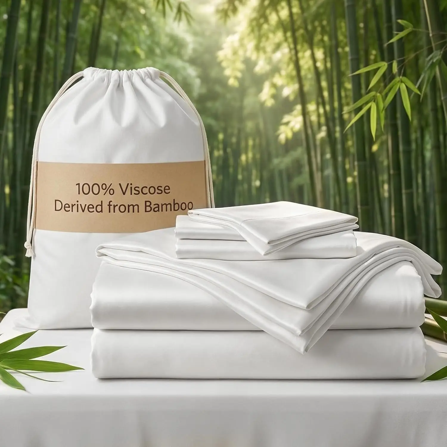 MUXHOMO 3/4 Bamboo Bed Sheets Breathable & Cooling Bedding Sets、Child Beding Sheets Fit for Hot Sleepers And Sweats, Bed Sheet Set (Pillowcases, Flat Sheet & Fitted Sheet)-Perfect Gift、T/F/K/Queen Size Bedding Sets Clearance Sale Home Comfort Collection