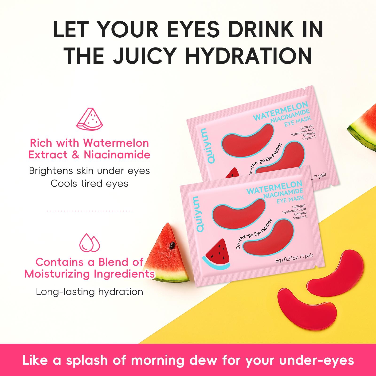 Quiyum Watermelon Niacinamide Eye Mask Patches 6g, 10pcs/20pcs Moisturizing Hydrating Eye Masks