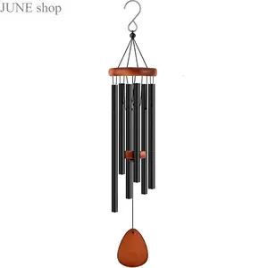 26 Inch Aluminum Wind Chimes With Six Tuned Tubes, Melodic Zen Style Hanging Craft Decor, Relaxing Sound Accessory For Backyard Patio, Outdoor Garden Landscape And Indoor Meditation Space Decoration