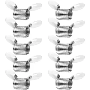 Metal Spring Stoppers for Beading 10 count Bead Clamps with Red Handles Spring Beads Clamps Wire Ends Beaded Clip to  Beads from Falling for DIY Bracelets and Necklaces (White)