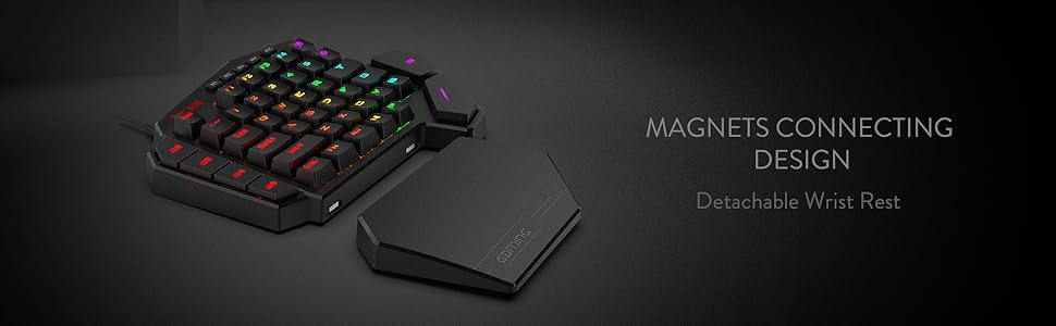 Redragon K585 DITI One-Handed RGB Mechanical Gaming Keyboard, 42 Keys Type-C Professional Gaming Keypad w/Upgraded Hot-Swappable Socket, 7 Onboard Macro Keys & Detachable Wrist Rest