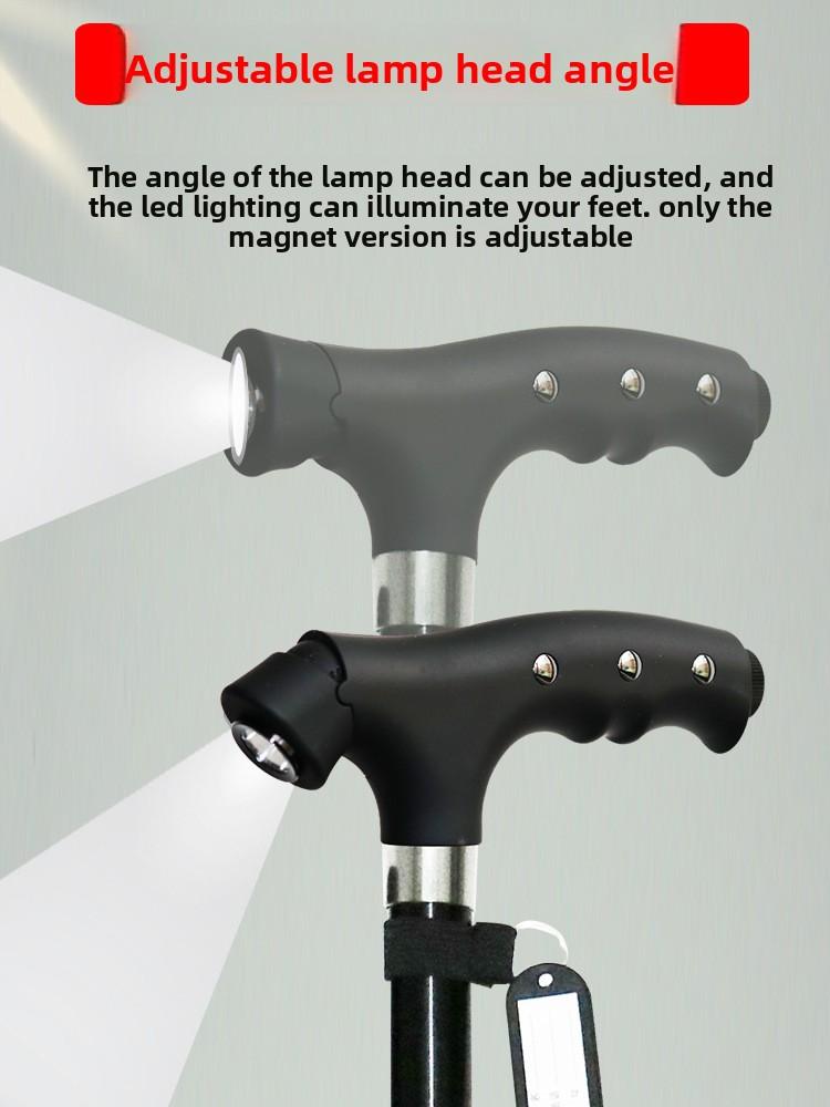 Four-legged aluminum alloy cane for the elderly, cross-border retractable lightweight universal walking aid