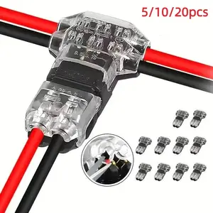 T2 Quick Connector, T Type 2 Pins Wire Splice Connectors, Solderless No Stripping 3 Way Wire Connectors, Durable Reliable Connectors for LED Strip Automotive