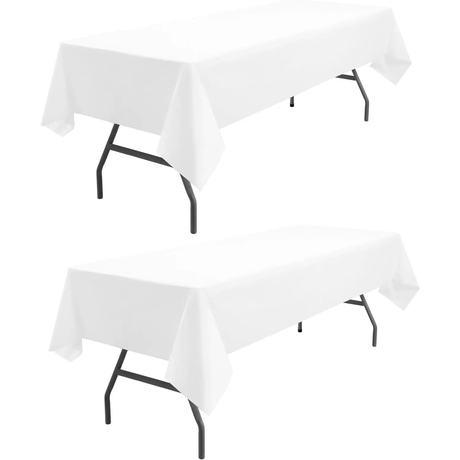 White Tablecloths Plastic 2 Pack Disposable Table Covers 54" x 108" PEVA Table Cloths for Parties Birthdays Weddings Engagements Holiday Dinner Banquet Fits up to 8 Foot Rectangle Tables